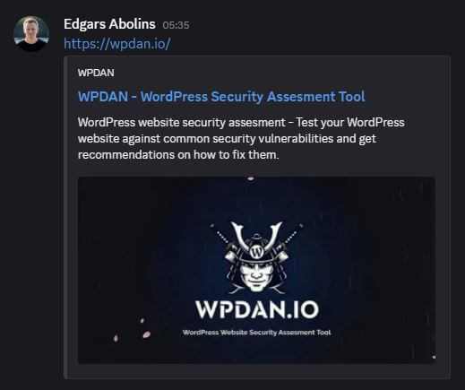 A link preview on Discord - for a website which have only one rectangular version of OG image declared