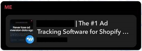 Link preview snippet in Snapchat - rectangual version of the open graph image