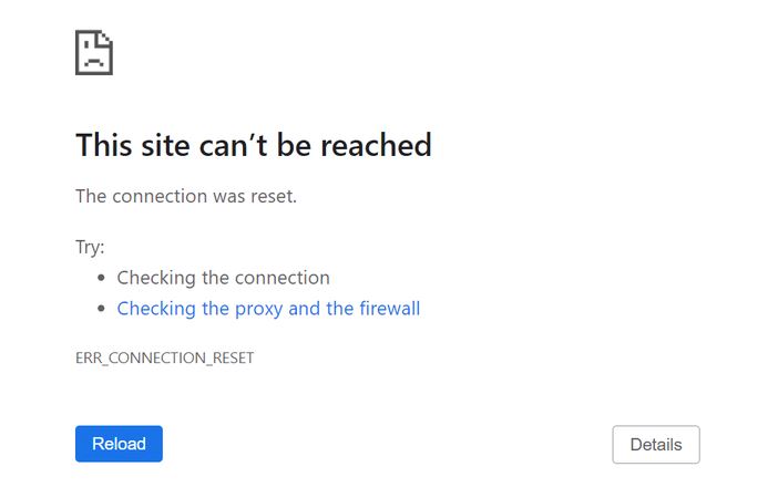 ERR_CONNECTION_RESET error on a WordPress website