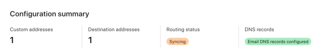 CloudFlare E-mail Routing stuck on Syncing status