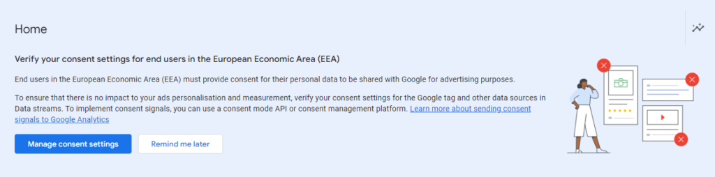 Verify your consent settings for end users in the EEA - Google Analytics